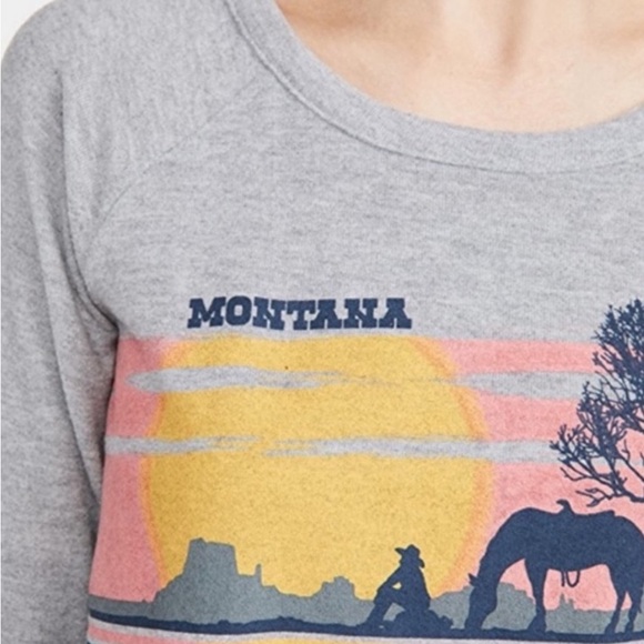 New Chaser Brand Montana Graphic LS Lightweight Gray Sweatshirt Size Small $88 - Picture 3 of 5